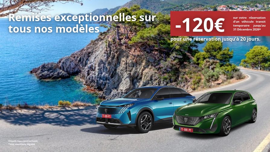 Remises exceptionnelles pour une réservation jusqu'à 20 jours.