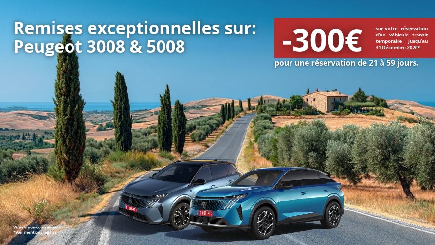 Remises exceptionnelles pour une réservation de 21 à 59 jours.
